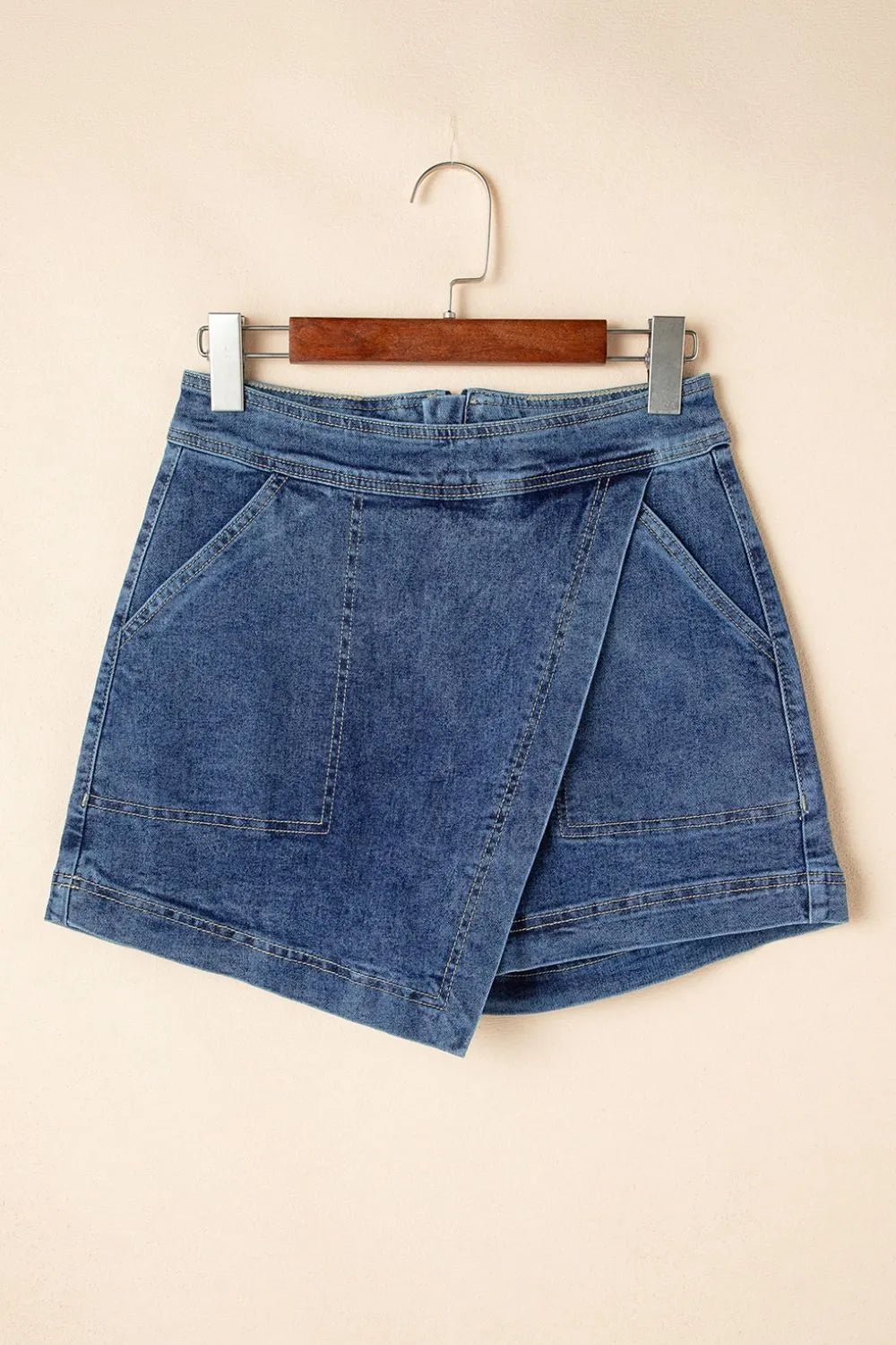 Asymmetrical Denim Skort with Pockets – Medium for Shopify Collective (3 view)