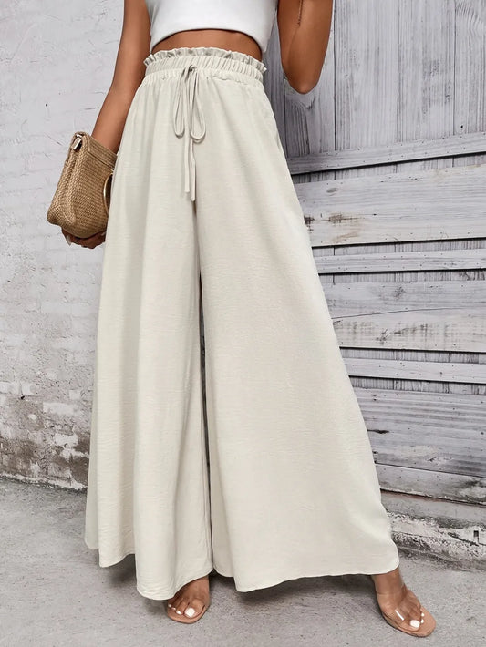 Honey Tied High Waist Wide Leg Pants – Beige for Shopify Collective (1 view)