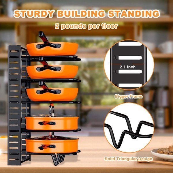 2 Pieces Of Kitchen Organization And Storage Racks, Adjustable Pot Cover Brackets And Pot Racks, Not Shipped On Weekends – 2Pcs Kitchen Gadget for kitchen (8 view)