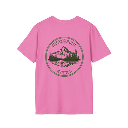 Hunt Fish & Chill T-Shirt – Premium Outdoors Badge Tee | Camping, Fishing, Hunting Apparel Printify