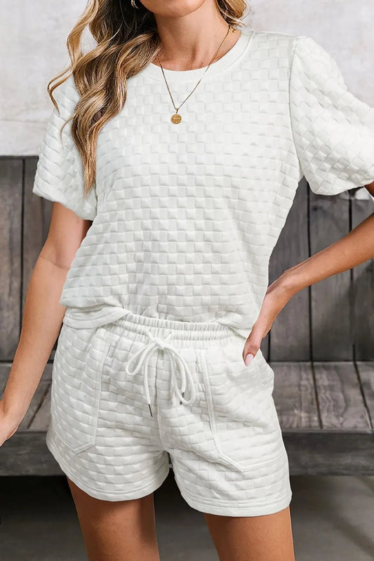 Checkered Texture Top and Shorts Set – White for Shopify Collective (1 view)
