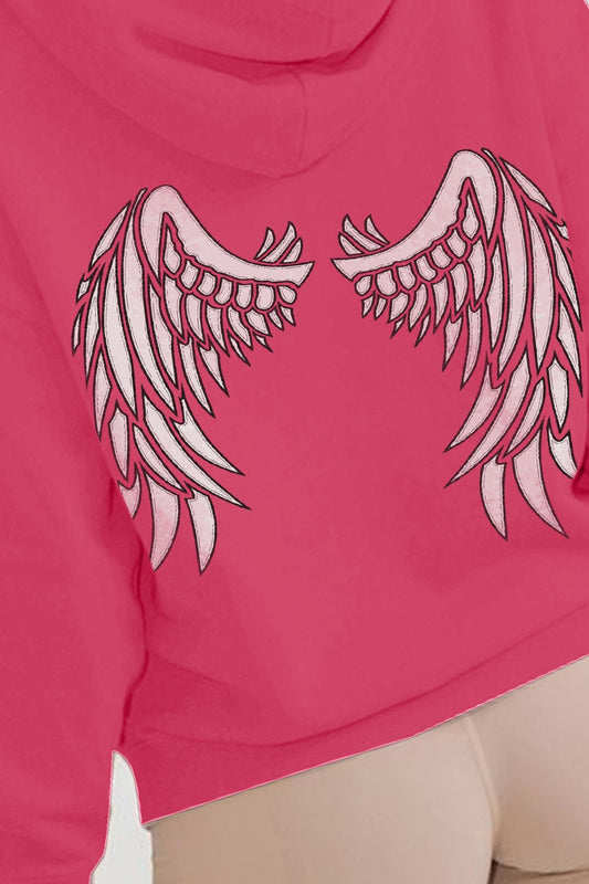 Simply Love Full Size Angle Wings Graphic Hoodie – Deep Rose Hoodies for Shopify Collective (2 view)