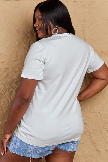 Simply Love Full Size Book & Flower Graphic Cotton Tee – Bleach by Simply Love