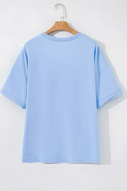Loose Half Sleeve Hi Low Hem T Shirt – Light Blue for Best Sellers (4 view)