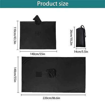 3 - in - 1 Military Rain Poncho – Waterproof Hooded Raincoat, Tent & Groundsheet | Camping & Survival Gear – Army green rain gear for extendedship (5 view)
