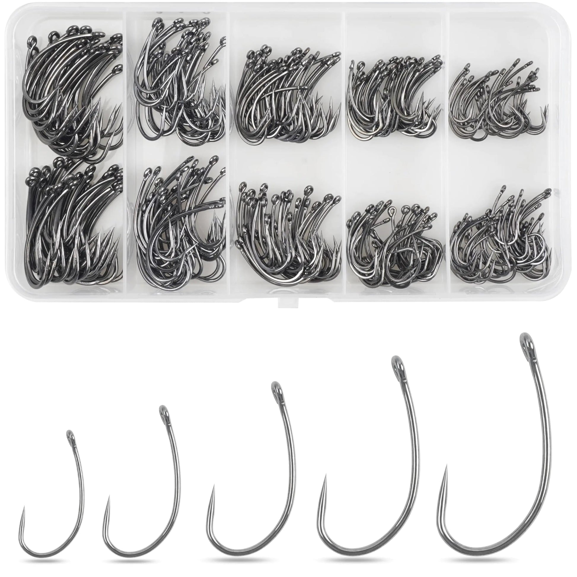 300pcs Barbless Fishing Hooks – Hair Rig Circle Hooks for Carp, Trout & Bass | Freshwater & Saltwater – 300pcs Fishing Hooks Set Fishing Gear for barbless hooks (2 view)