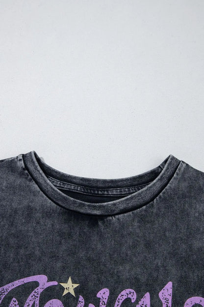 Graphic Mineral Washed Vintage Tee – Black by Simply Love