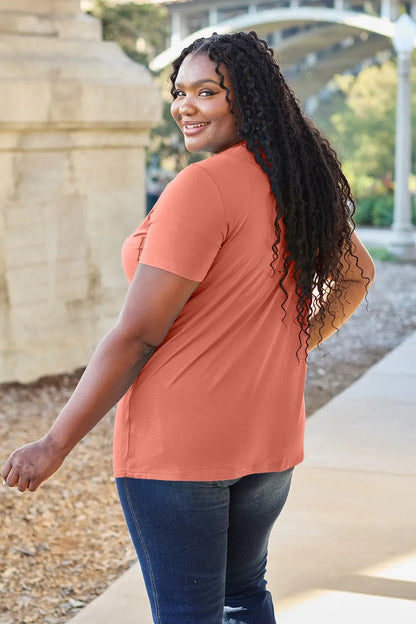 Basic Bae Bamboo Full Size V - Neck Short Sleeve T-Shirt – Watermelon pink for Shopify Collective (6 view)