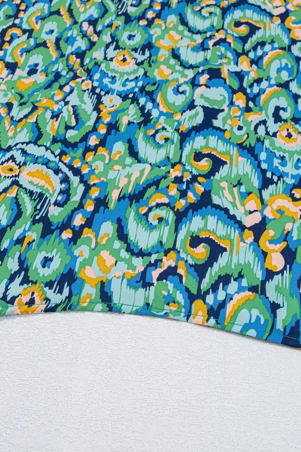 Abstract Print V Neck Half Sleeve Loose Fit Blouse – Turquoise for Shopify Collective (9 view)