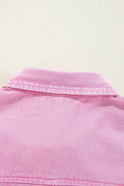 Button Down Short Sleeve Denim Dress – Blush Pink for Shopify Collective (9 view)
