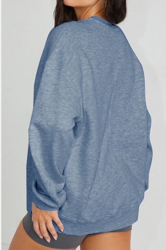 Simply Love Full Size HAPPY MIND HAPPY LIFE SKULL Graphic Sweatshirt – Dusty Blue Sweatshirts for Shopify Collective (2 view)
