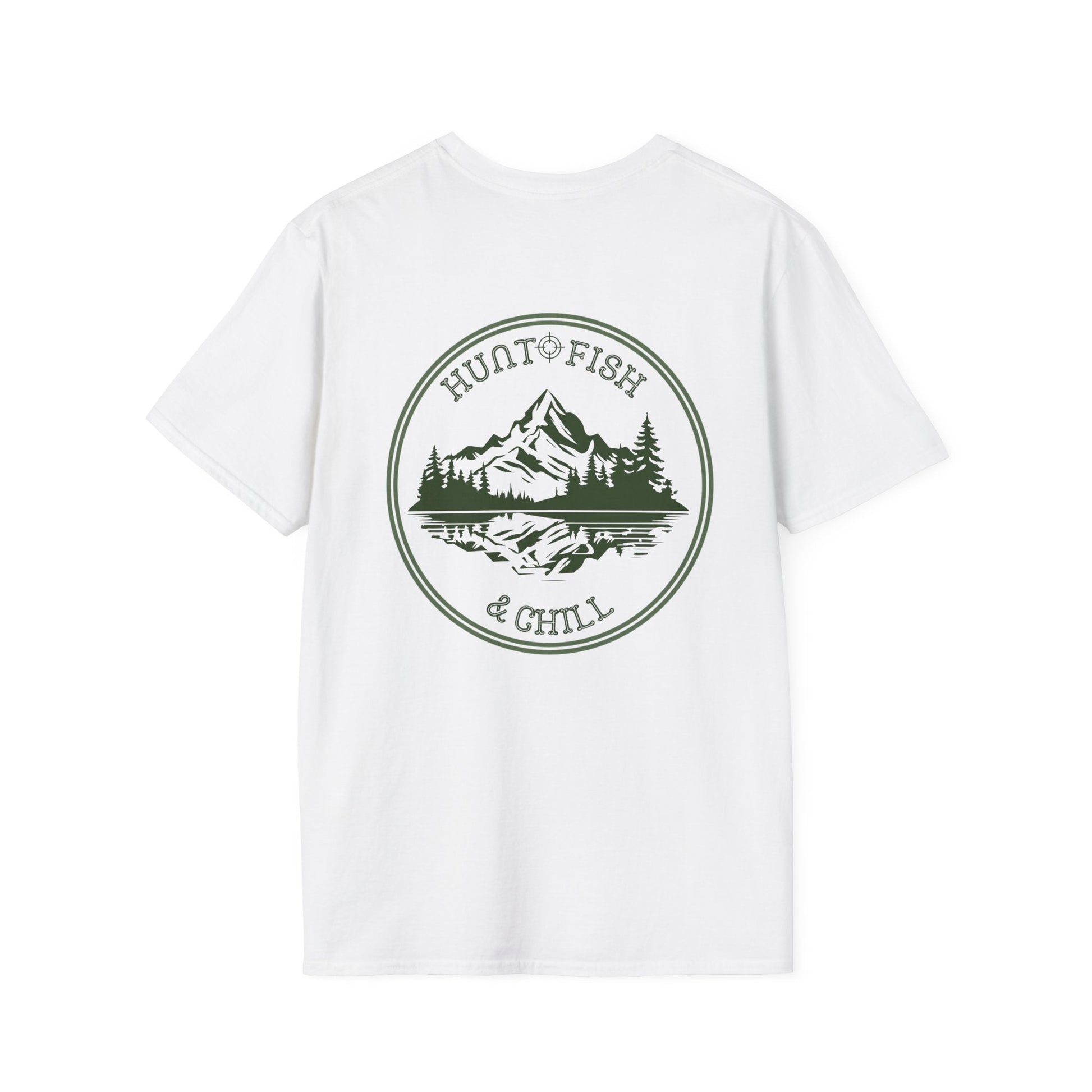 Hunt Fish & Chill T-Shirt – Premium Outdoors Badge Tee | Camping, Fishing, Hunting Apparel Printify