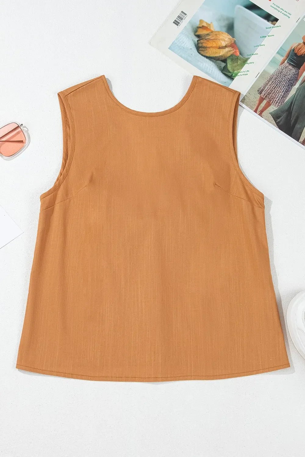 Bow Back Round Neck Tank – Caramel for Shopify Collective (4 view)