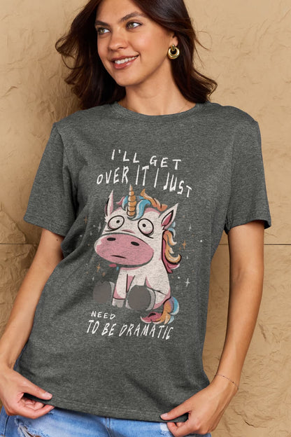 Simply Love Full Size I'LL GET OVER IT I JUST NEED TO BE DRAMATIC Graphic Cotton Tee – Black by Simply Love