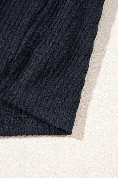 Smocked Bust Textured Knit Sleeveless Romper – Black Women's Top for Shopify Collective (11 view)