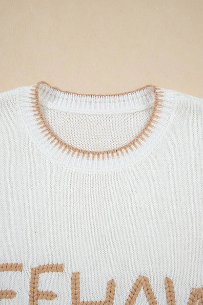 YEEHAW Stitch Edge Crew Neck Knit Top – White for Shopify Collective (9 view)