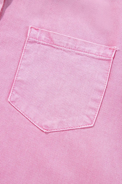 Button Down Short Sleeve Denim Dress – Blush Pink for Shopify Collective (10 view)