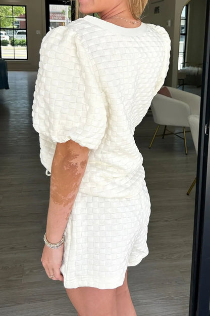 Checkered Texture Top and Shorts Set – White for Shopify Collective (5 view)