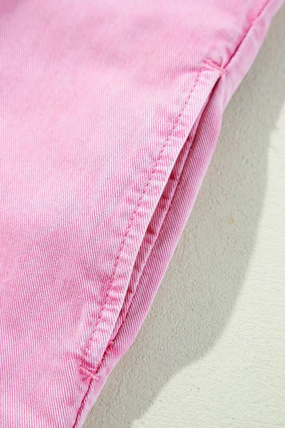 Button Down Short Sleeve Denim Dress – Blush Pink for Shopify Collective (12 view)