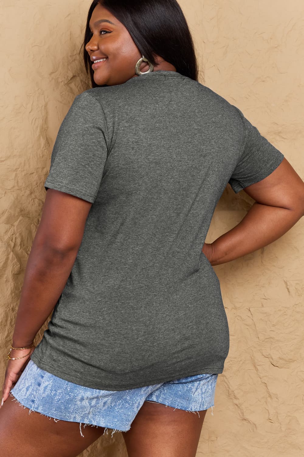 Simply Love Full Size MOM LIFE Graphic Cotton Tee – Charcoal Women's Top for Shopify Collective (18 view)