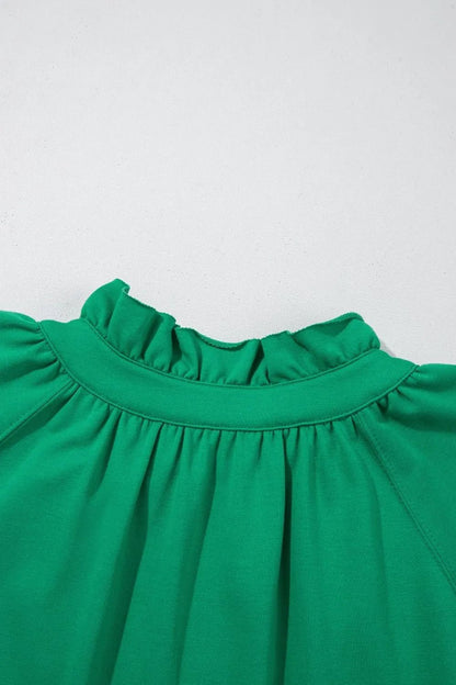 Frill Zip Front Puff Sleeve Top and Skort Set – Green for Shopify Collective (10 view)