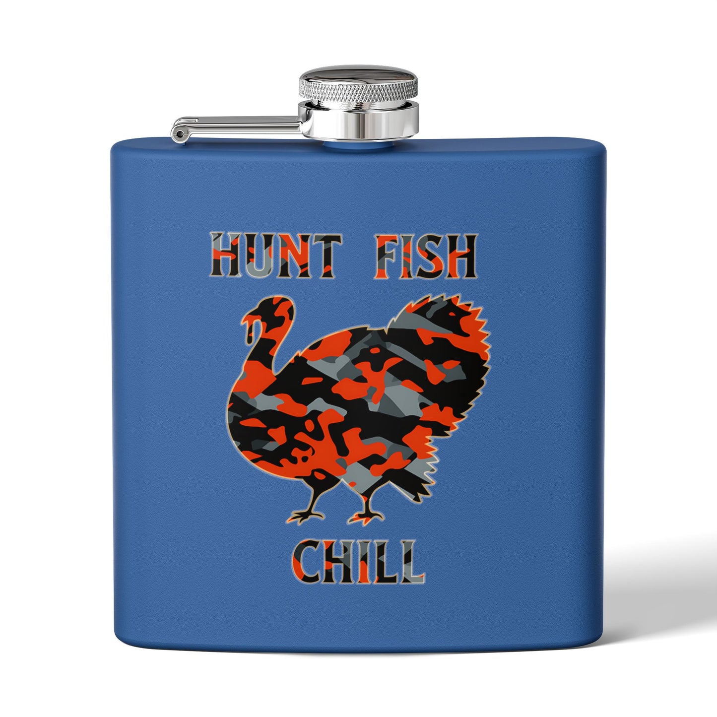 Hunting-Themed Stainless Steel Flask - "Hunt Fish Chill"