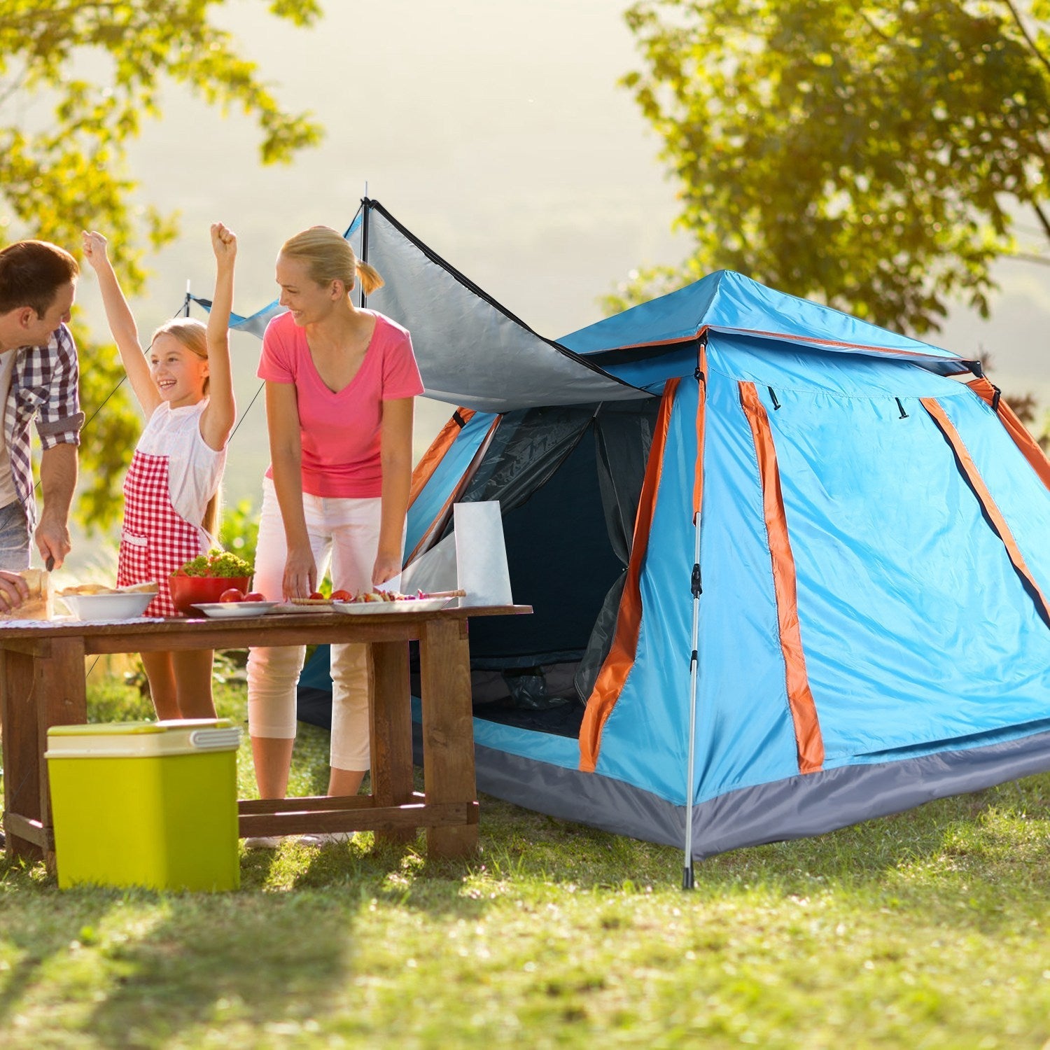 4–5 Person Camping Tent (7.05×7.05×4.46 ft) – Fast Setup, Mosquito - Net Windows, Carry Bag – Blue Camping Gear for 4 - 5 Person (8 view)