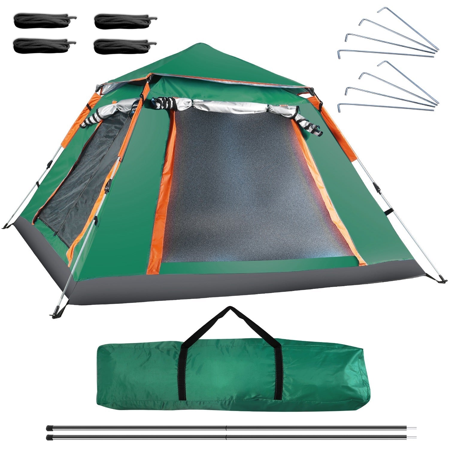 4–5 Person Camping Tent (7.05×7.05×4.46 ft) – Fast Setup, Mosquito - Net Windows, Carry Bag – Green Camping Gear for 4 - 5 Person (12 view)