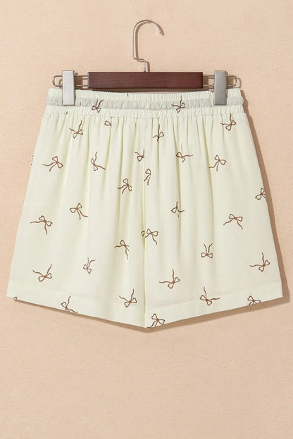 Bow Print Lace Drawstring Casual Shorts – Cream Bottoms for Shopify Collective (4 view)
