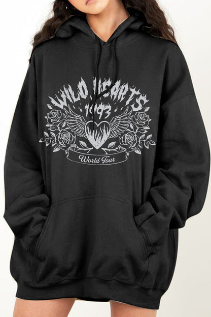 Simply Love Full Size WILD HEARTS 1993 WORLD TOUR Graphic Hoodie – Black Hoodies for Shopify Collective (1 view)