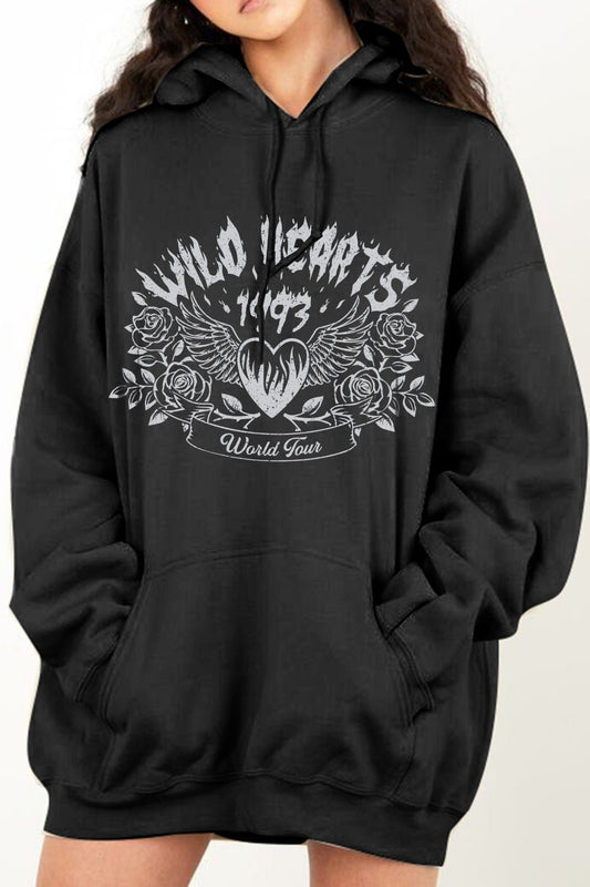 Simply Love Full Size WILD HEARTS 1993 WORLD TOUR Graphic Hoodie – Black Hoodies for Shopify Collective (1 view)