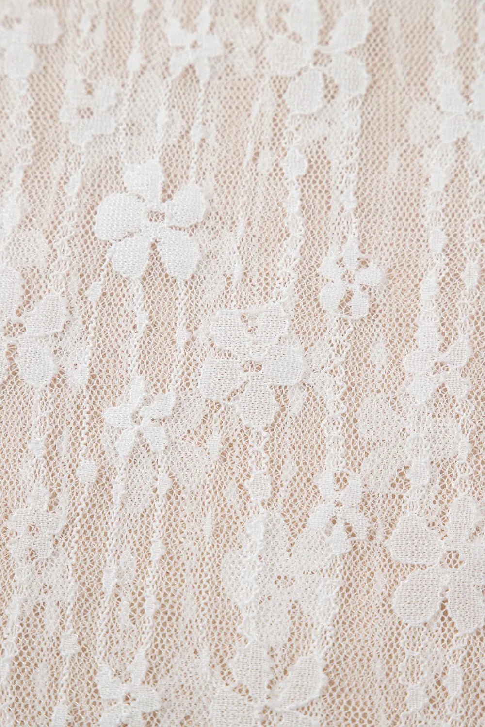 Sheer Floral Lace Long Sleeve Slim Fit Top – White for Shopify Collective (13 view)