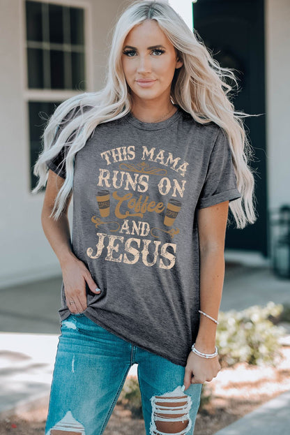 Slogan Graphic Round Neck Tee – Mid Gray by Simply Love