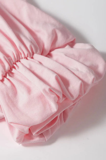 Round Neck Bubble Sleeve Top – Blush Pink by Simply Love