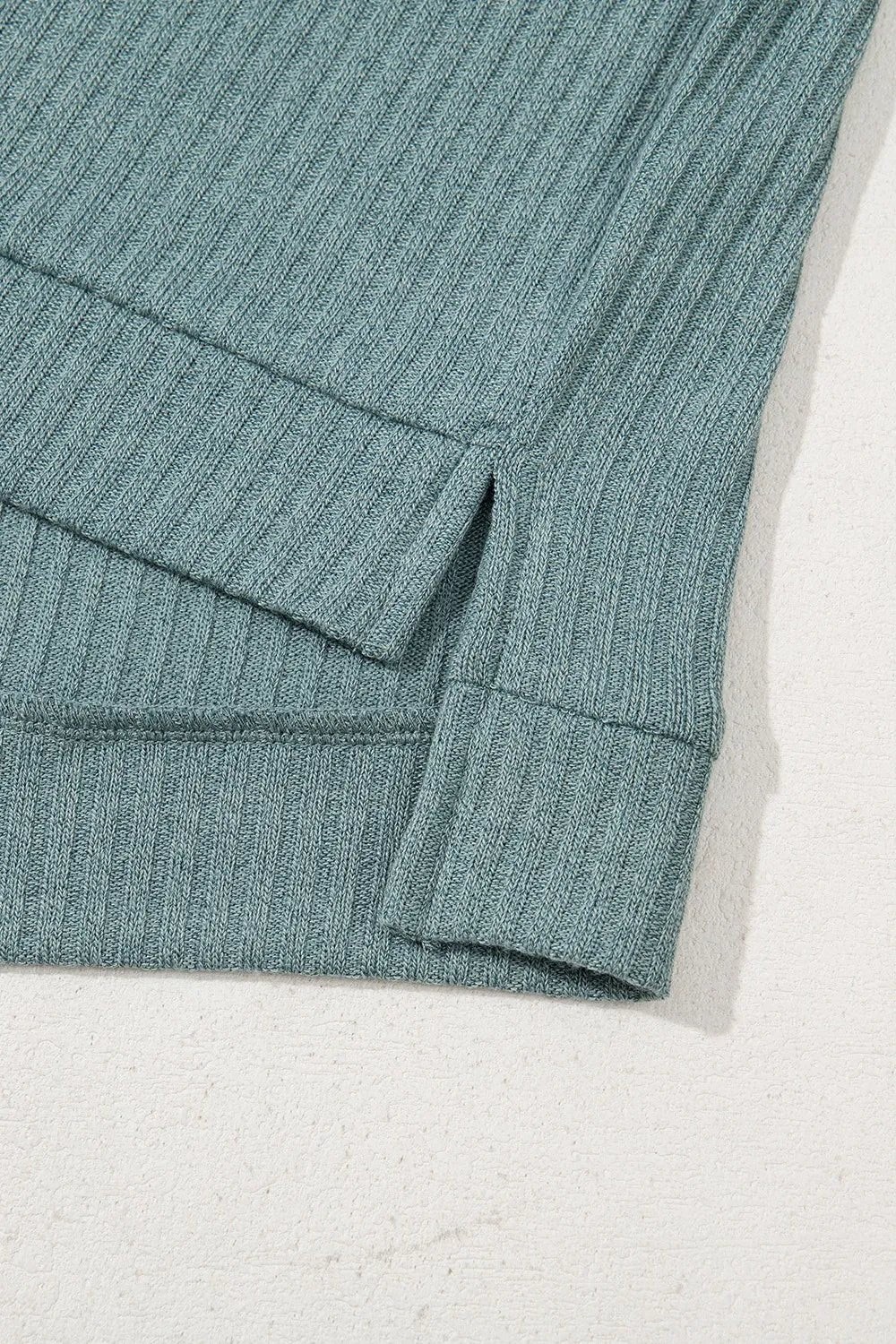 Oversized Ribbed Knit V Neck Dolman Short Sleeve Top – Air Force Blue by Simply Love