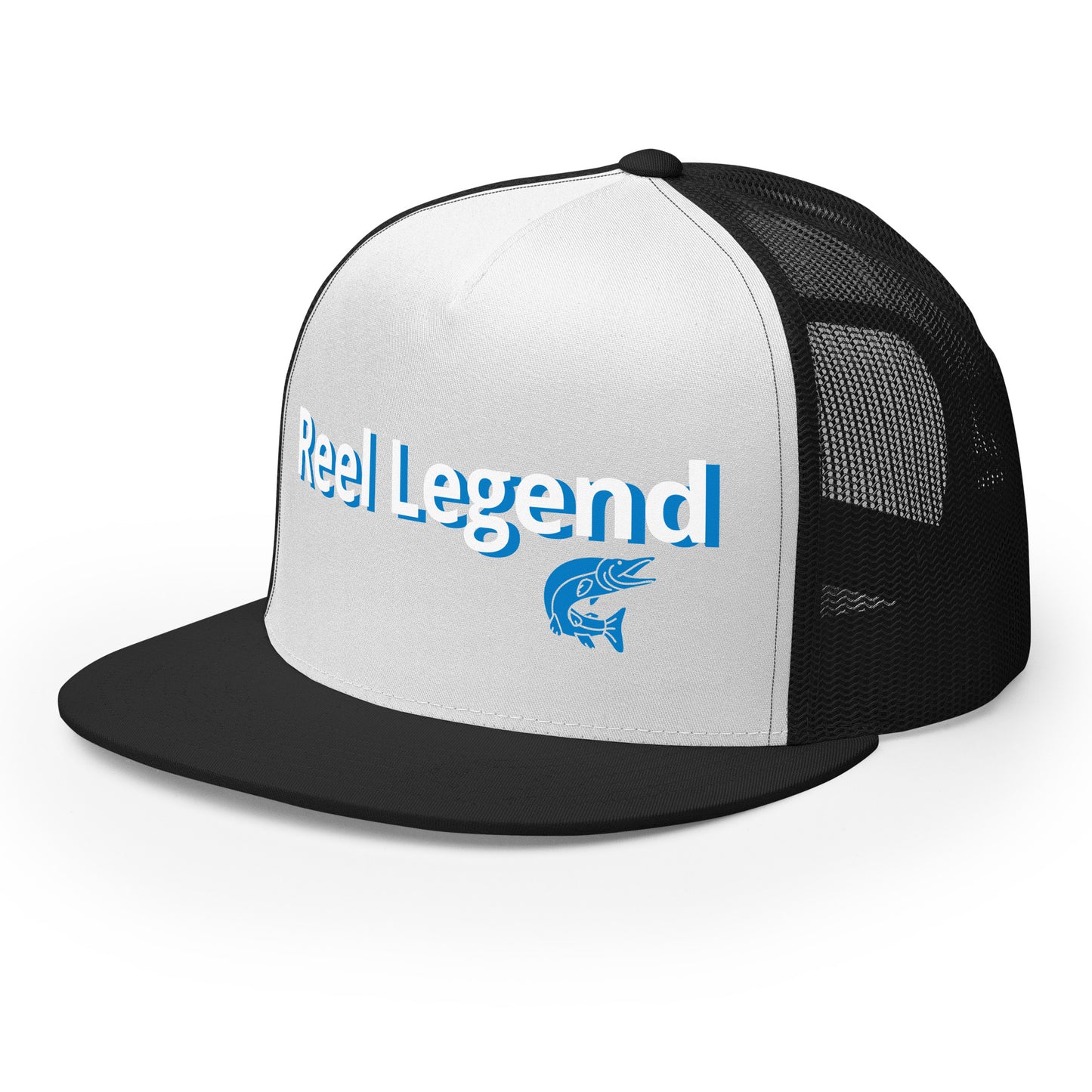 “Reel Legend” Trucker Cap – Classic Snapback Hat for Anglers – Black/ White/ Black Fishing Gear by SbrTnHomes