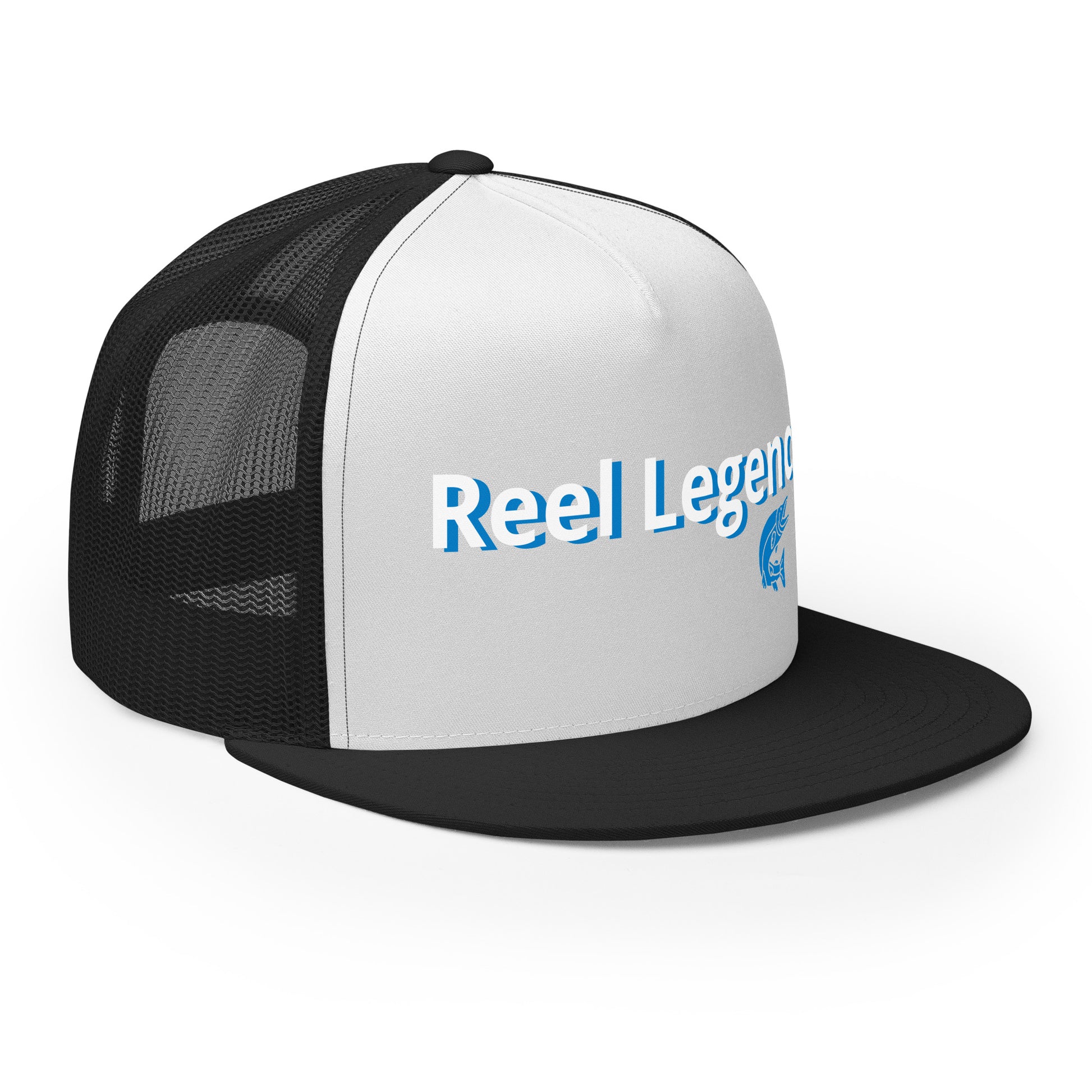 “Reel Legend” Trucker Cap – Classic Snapback Hat for Anglers – Black/ White/ Black Fishing Gear by SbrTnHomes