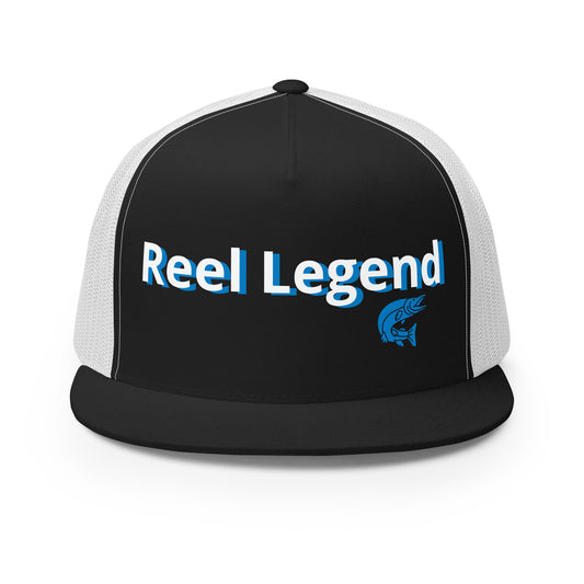 “Reel Legend” Trucker Cap – Classic Snapback Hat for Anglers – Black/ White Fishing Gear by SbrTnHomes