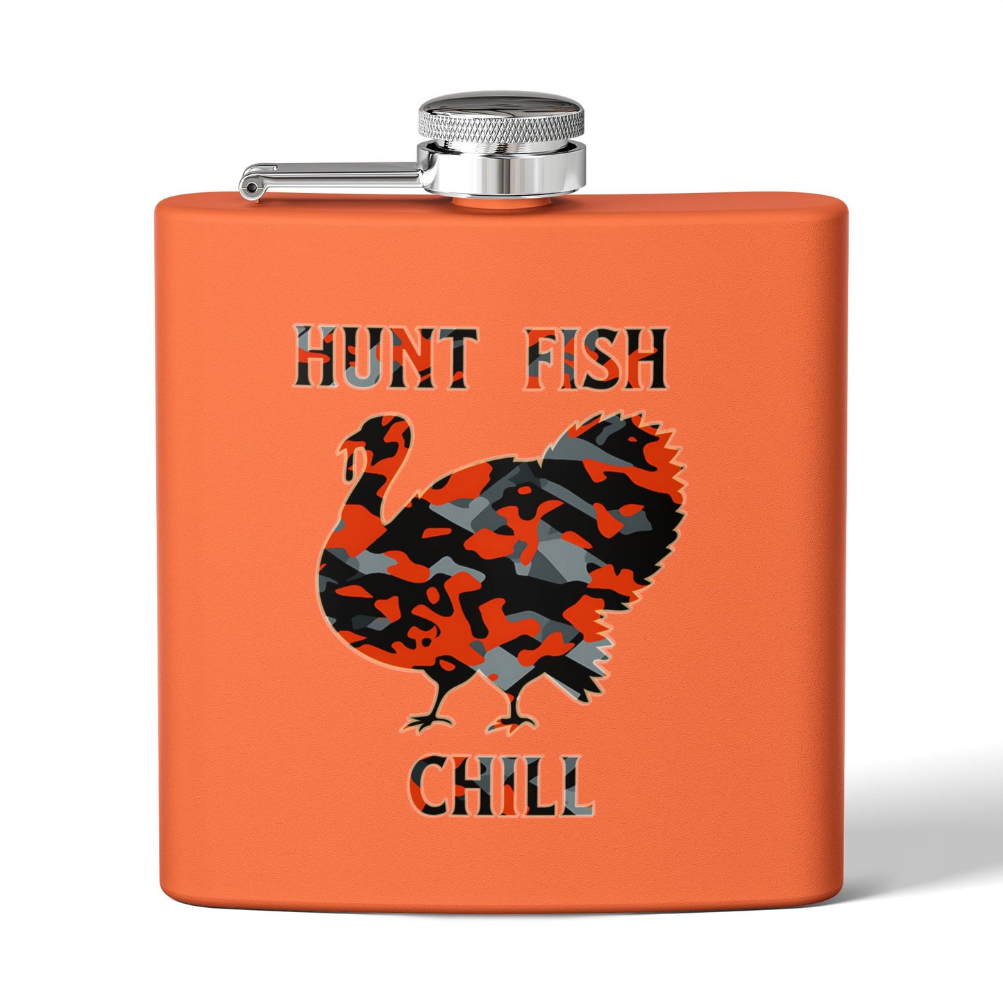 Hunting-Themed Stainless Steel Flask - "Hunt Fish Chill"