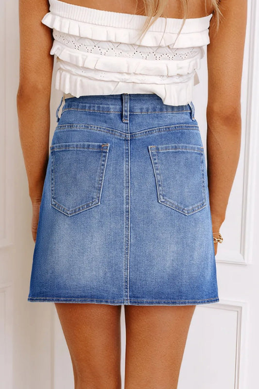 Wrapped Crossed Waist Denim Mini Skirt – Medium for Shopify Collective (2 view)