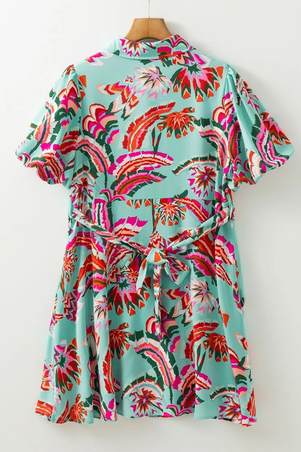 Abstract Print Lace - Up High Waist Buttoned Mini Dress – Floral for Shopify Collective (6 view)