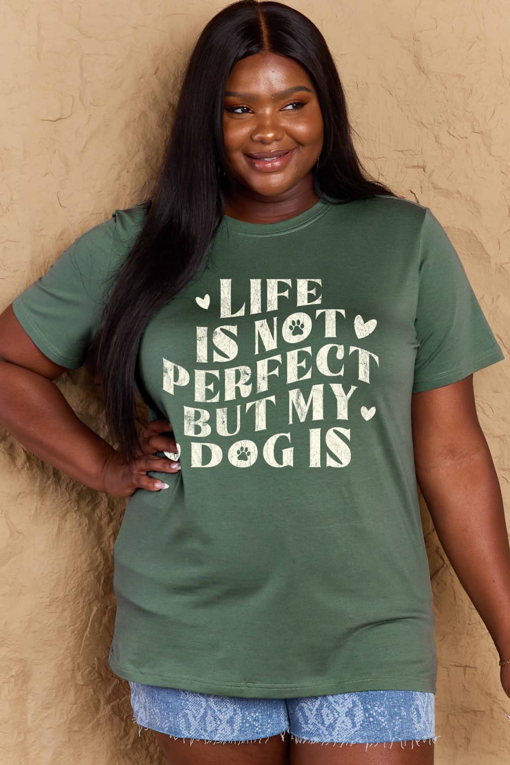 Simply Love Full Size Dog Slogan Graphic Cotton T-Shirt – Green by Simply Love