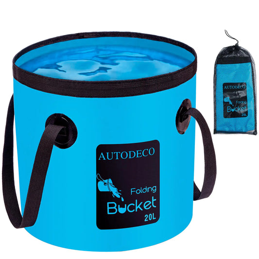 Collapsible 5 Gallon Bucket – Portable 20L Water Container – Blue Fishing Gear by SbrTnHomes
