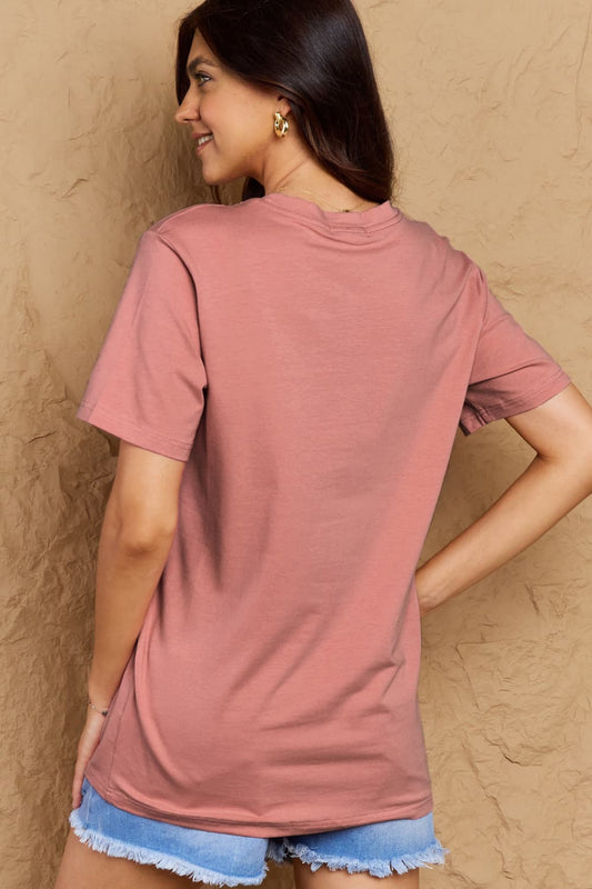 Simply Love Full Size WILD SOUL Graphic Cotton T-Shirt – Dusty Pink T-Shirt for Shopify Collective (2 view)