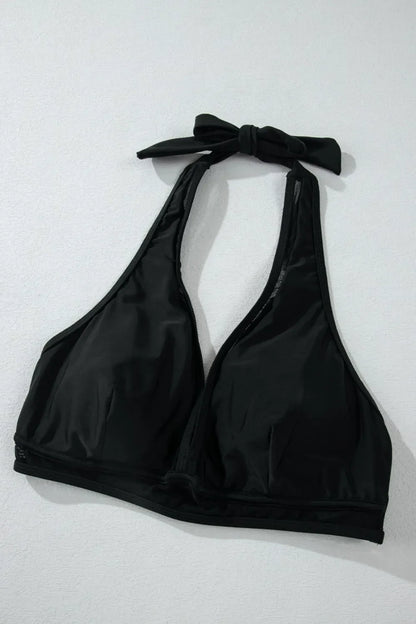 Sheer Mesh Edged Halter V Neck Push Up Bikini Set – Black for Shopify Collective (11 view)