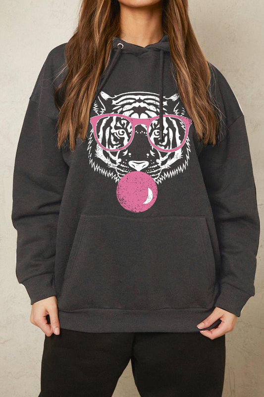 Simply Love Simply Love Full Size Dropped Shoulder Tiger Graphic Hoodie – Charcoal Hoodies for Shopify Collective (1 view)