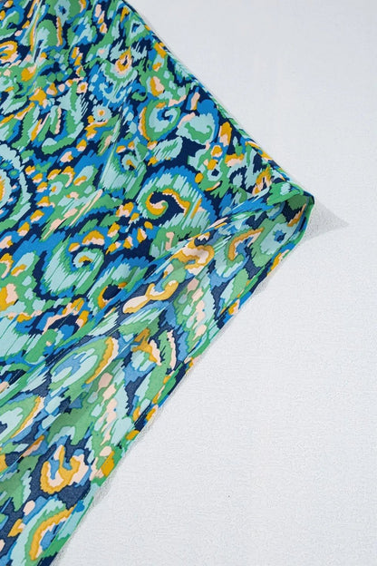 Abstract Print V Neck Half Sleeve Loose Fit Blouse – Turquoise for Shopify Collective (8 view)