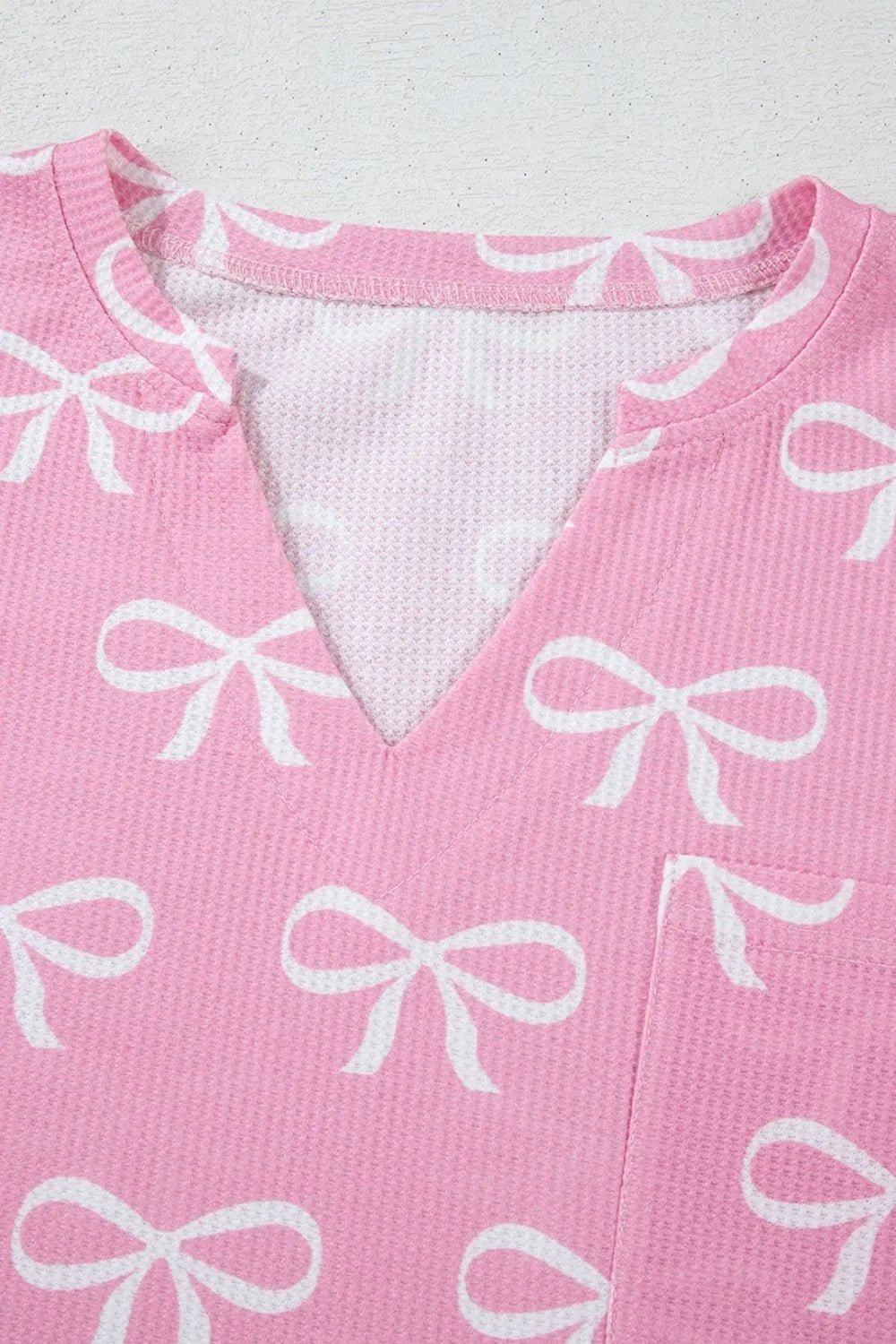 Bowknot Printed Notched T-Shirt and Shorts Set – Pink for Shopify Collective (11 view)