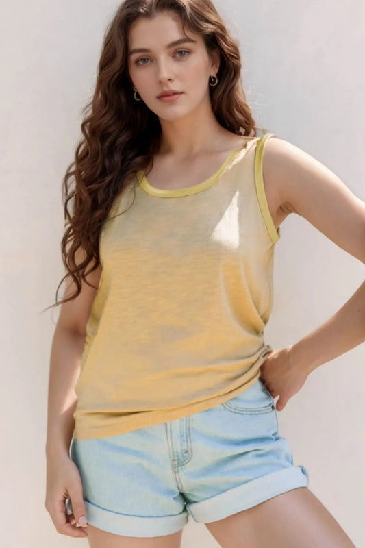 Round Neck Wide Strap Tank – Tan for Shopify Collective (1 view)