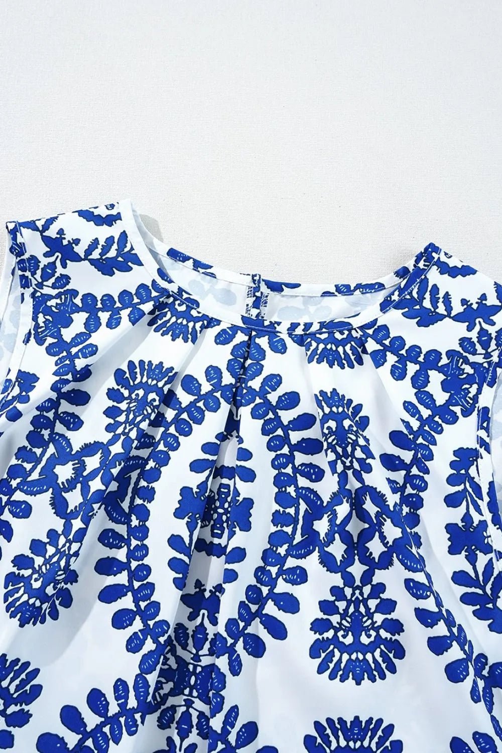 Printed Crew Neck Sleeveless Top – Blue for Shopify Collective (11 view)